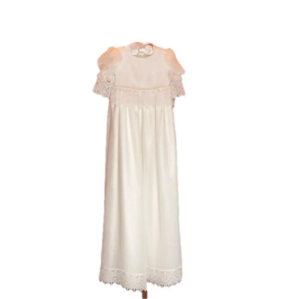 CHRISTENING GOWN Handmade! Every Precious Detail! With Lace & Pearl Trim Bonnet